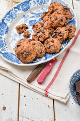 Chocolate chip cookie on white