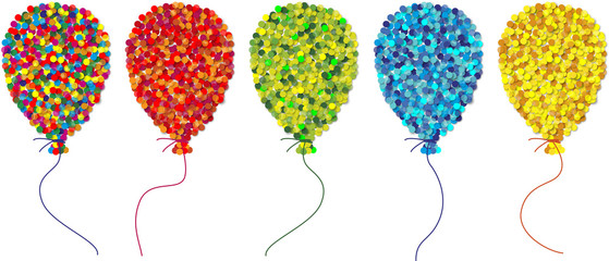5 bunte Konfetti Luftballons, Papierkonfetti