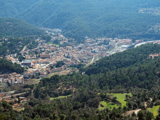 Fototapeta na wymiar Vista aérea de Aiguafreda en Cataluña,España 