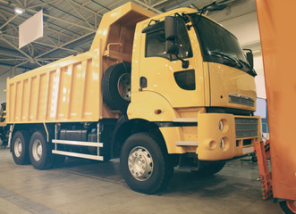 Garbage truck in garage