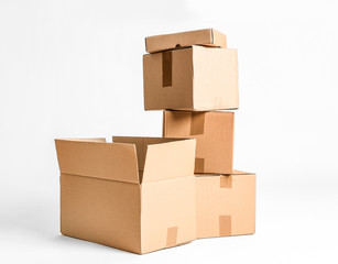 Cardboard boxes on white background