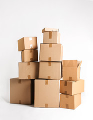 Cardboard boxes on white background
