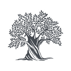 Hand drawn olive tree. Vector sketch illustration