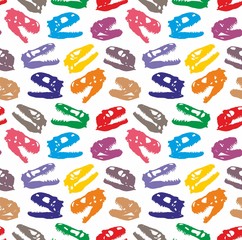 Seamless dinosaur skulls. 