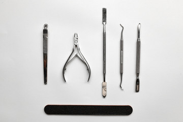 Tools of a manicure set.