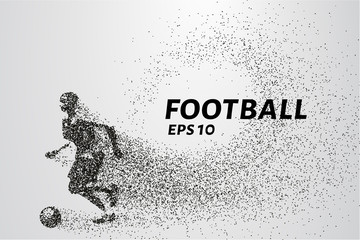 Football of the particles. Silhouette of a football player consists of points and circles. Vector illustration
