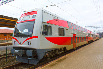 Modern high speed train on a cloudy day