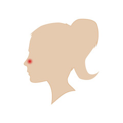 Silhouette of a woman's head. Runny nose. Vector.