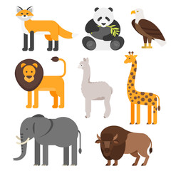 Plakat Vector flat style set of animals.