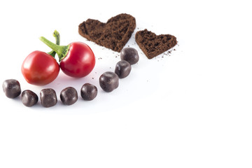 Grinded Coffee Love Decoration, Chocolate and Red Peppers