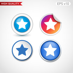Colored icon or button of star symbol with background
