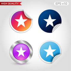 Colored icon or button of star symbol with background