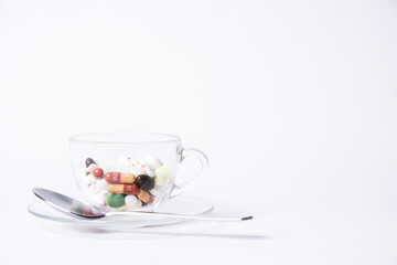 coffy cup with pills