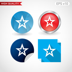Obraz premium Colored icon or button of star symbol with background