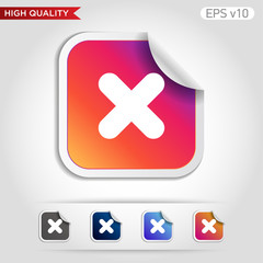 Obraz premium Colored icon or button of cross or delete symbol with background