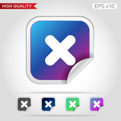 Fototapeta premium Colored icon or button of cross or delete symbol with background