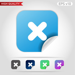 Obraz premium Colored icon or button of cross or delete symbol with background