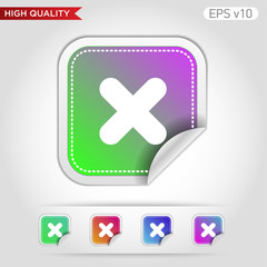 Fototapeta premium Colored icon or button of cross or delete symbol with background
