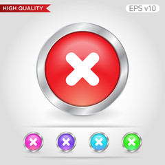 Obraz premium Colored icon or button of cross or delete symbol with background