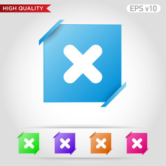 Obraz premium Colored icon or button of cross or delete symbol with background