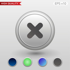 Obraz premium Colored icon or button of cross or delete symbol with background
