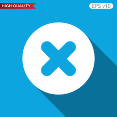 Fototapeta premium Colored icon or button of cross or delete symbol with background