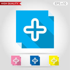 Obraz premium Colored icon or button of plus symbol with background