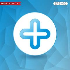 Obraz premium Colored icon or button of plus symbol with background