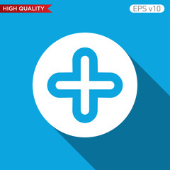 Fototapeta premium Colored icon or button of plus symbol with background