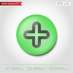 Obraz premium Colored icon or button of plus symbol with background