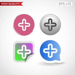 Fototapeta premium Colored icon or button of plus symbol with background