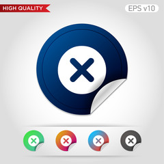 Obraz premium Colored icon or button of cross or delete symbol with background