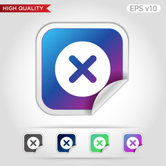 Obraz premium Colored icon or button of cross or delete symbol with background