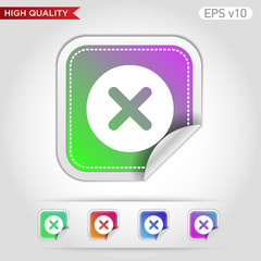 Obraz premium Colored icon or button of cross or delete symbol with background