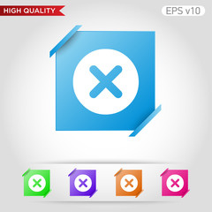 Fototapeta premium Colored icon or button of cross or delete symbol with background
