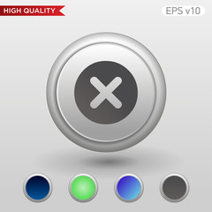 Obraz premium Colored icon or button of cross or delete symbol with background
