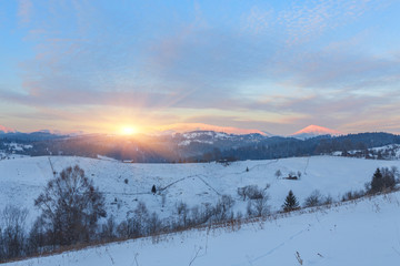 Fototapeta na wymiar Beautiful winter landscape in the mountains.