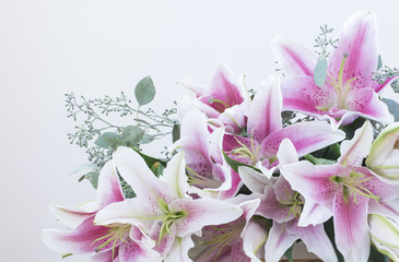 Bouquet of pink lilies