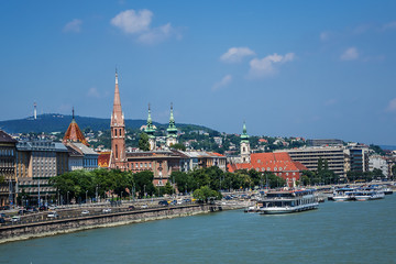 Beautiful Panoramic view of Budapest from Chain Bridge. Hungary.
