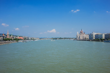 Fototapeta premium Beautiful Panoramic view of Budapest from Chain Bridge. Hungary.