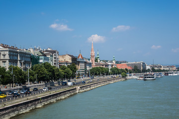 Beautiful Panoramic view of Budapest from Chain Bridge. Hungary.