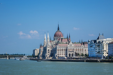 Beautiful Panoramic view of Budapest from Chain Bridge. Hungary.