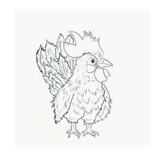 rooster sketch black and white