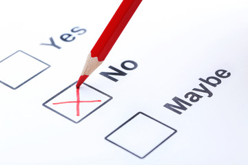 Check boxes on white paper