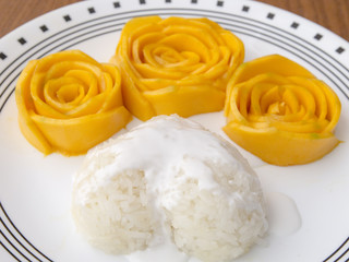 Mango with sticky rice, Thai dessert,