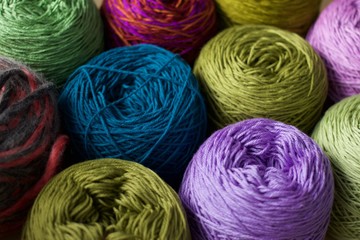 Greenery tone Balls wool cotton silk yarn set top view Cotton, Crochet, Material, Silk, Color of the year 2017