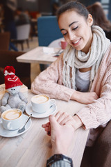 couple in love on a date in cafe in Valentines day
