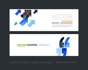 Vector set of modern horizontal website banners with diagonal po
