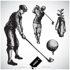 Golf . Collection of an hand drawn illustrations .
