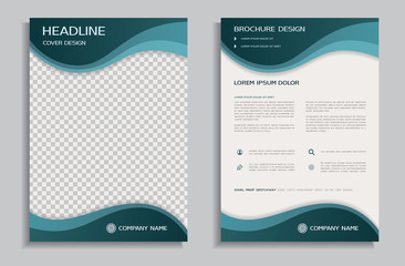 Flyer design template - brochure with wavy background, front and back page